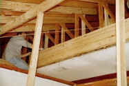 Note additional wood has been added to the roof rafters to compensate for removing the trusses.